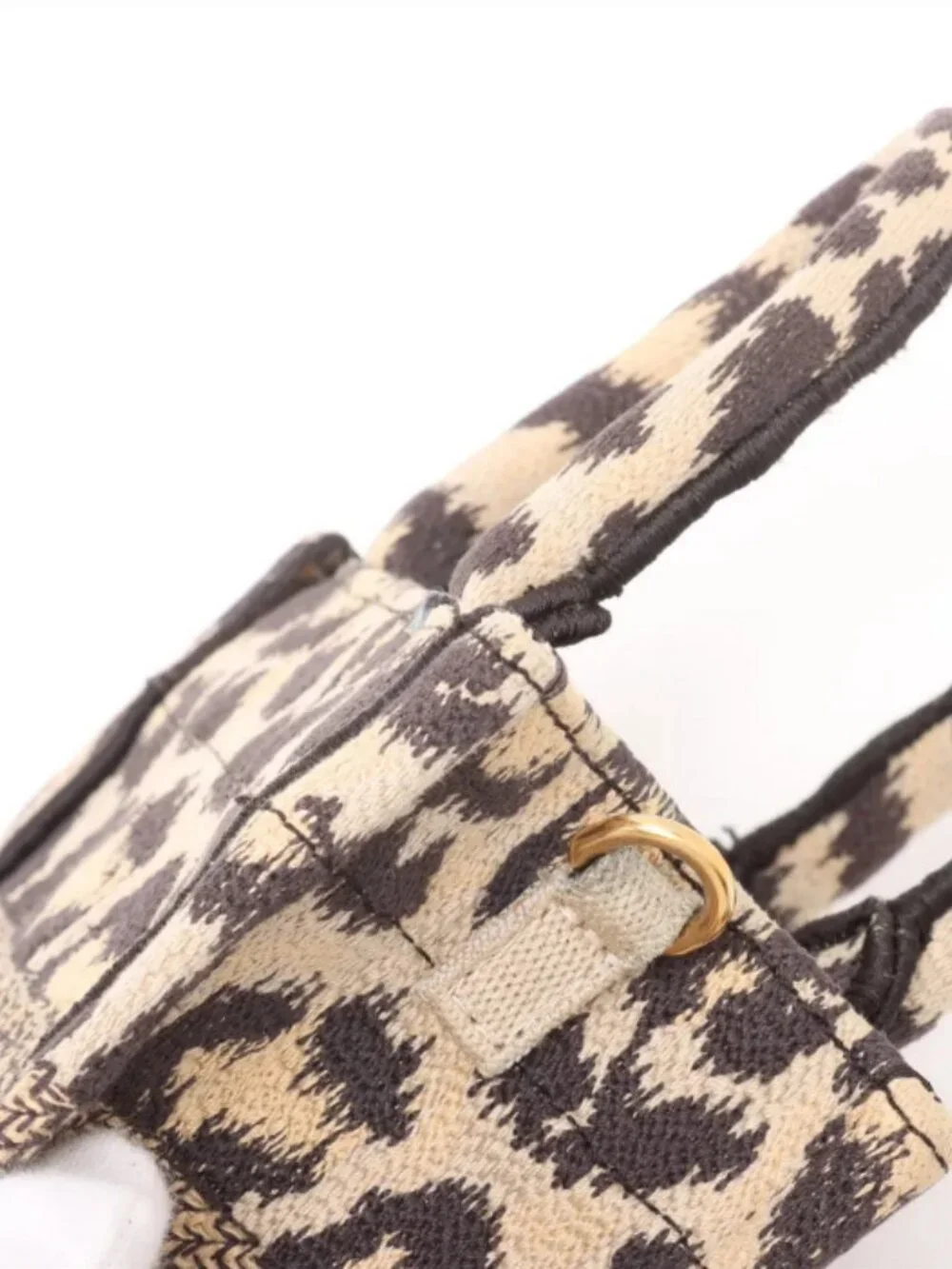 Christian Dior Leopard Vertical Book Tote Canvas Two-Way Handbag - Picture 10 of 12